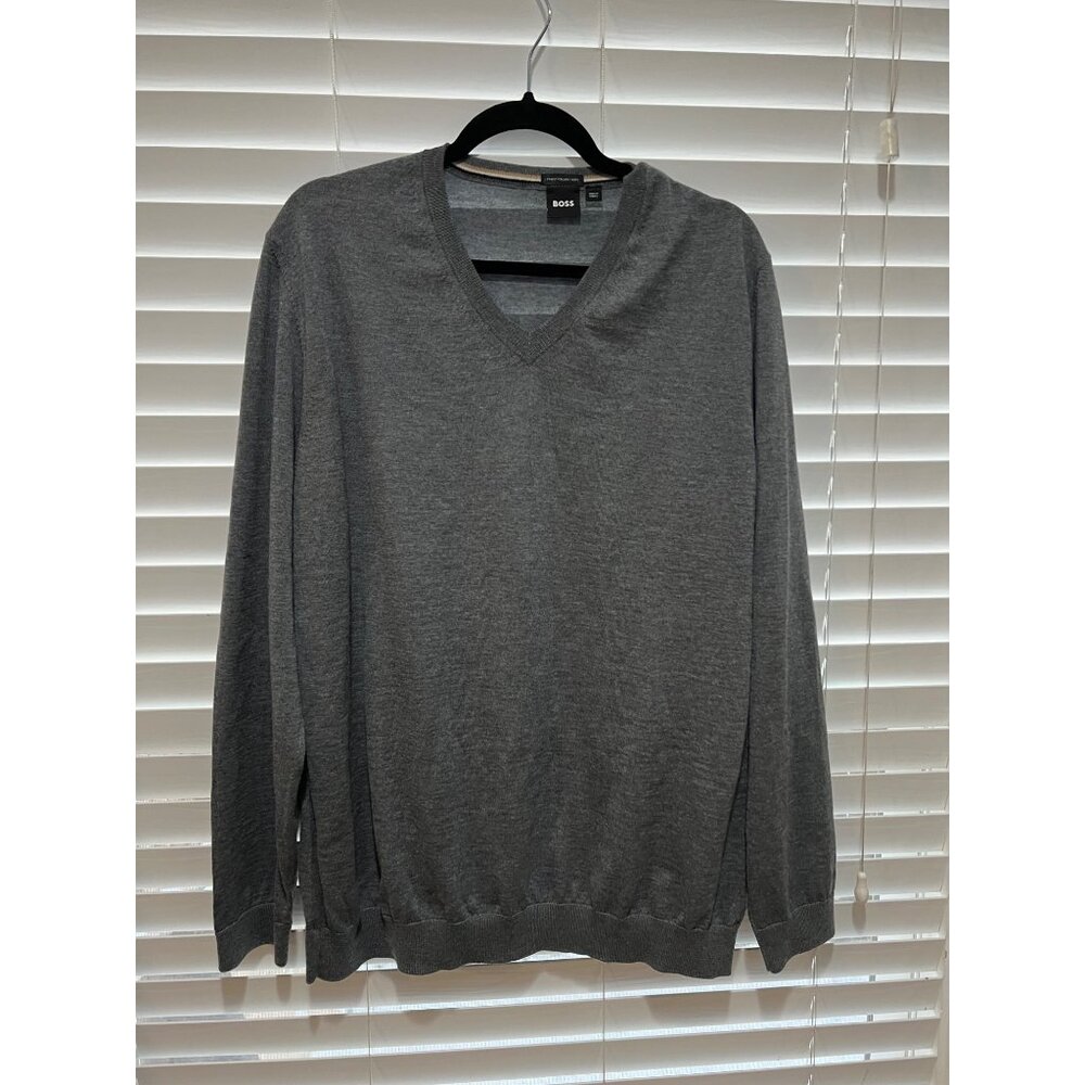 Hugo Boss Italian Yarn VNeck lightweight‎ Men's Sweater - Size XXL